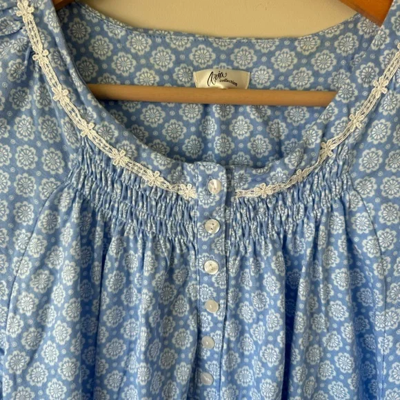 Blue Patterned Short Sleeve Dress - Picture 3 of 8